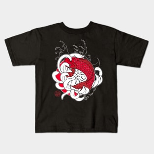 Koi carp and Japanese lotus Kids T-Shirt